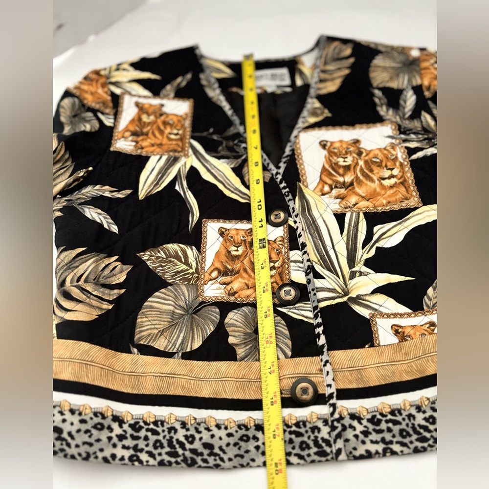 VTG NANCY BOLEN “CITY GIRL” LINE JUNGLE FOLIAGE PRINT LIONS & LEOPARDS SZ 10 - Picture 9 of 13